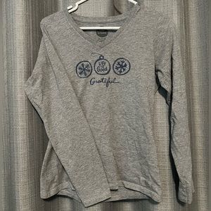 Life Is Good V Neck Grateful Long Sleeve